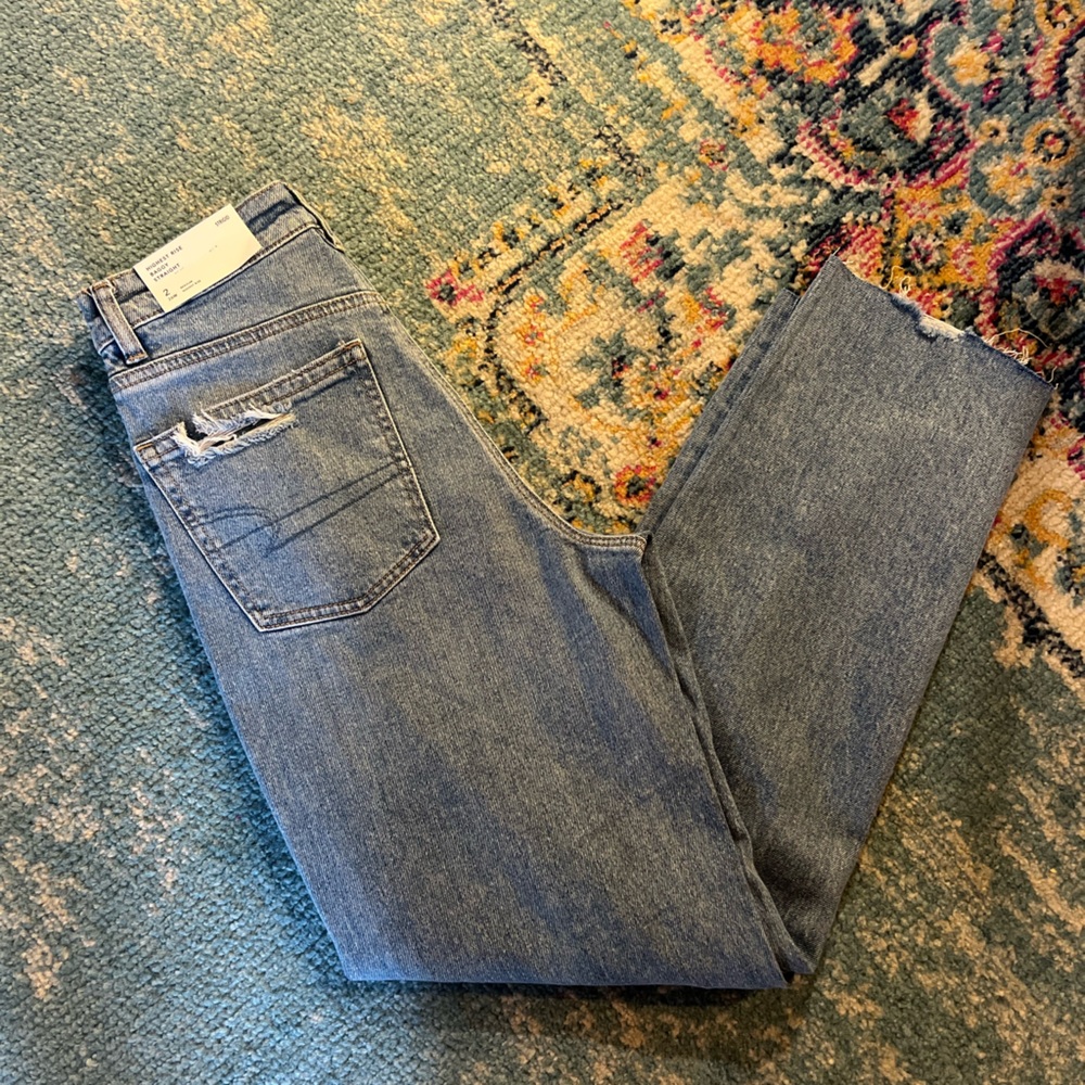 NWT! American Eagle AE Strigid Ripped Highest Waist Baggy Straight Jean - Picture 9 of 13